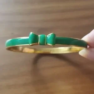 Kate Spade Gold Bangle with Green Bow- NWT kate spade | Jewelry | Kate Spade Green Bow Bracelet | Poshmark main image 4